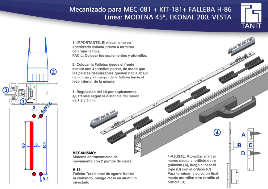 Mec 059 Tanit Engel Accesorios - BIPUNTO TANIT MEC-600MM SIN LLAVE NEGRO LINEA MODENA ...
